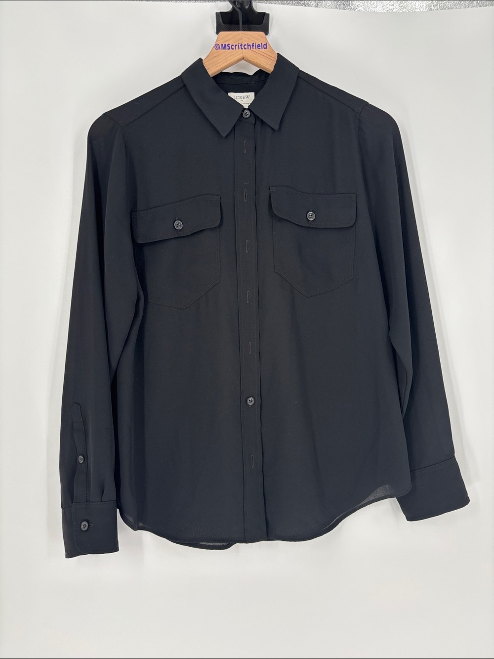 J crew black sheer button down shirt 6